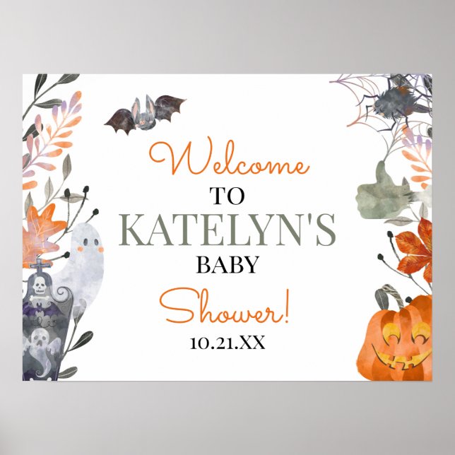 Välkomstskylt för Halloween Baby Shower Poster (Framsidan)