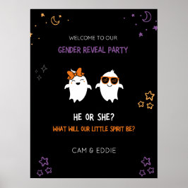 Välkomstskylt för Halloween Gender Reveal Party Po Poster