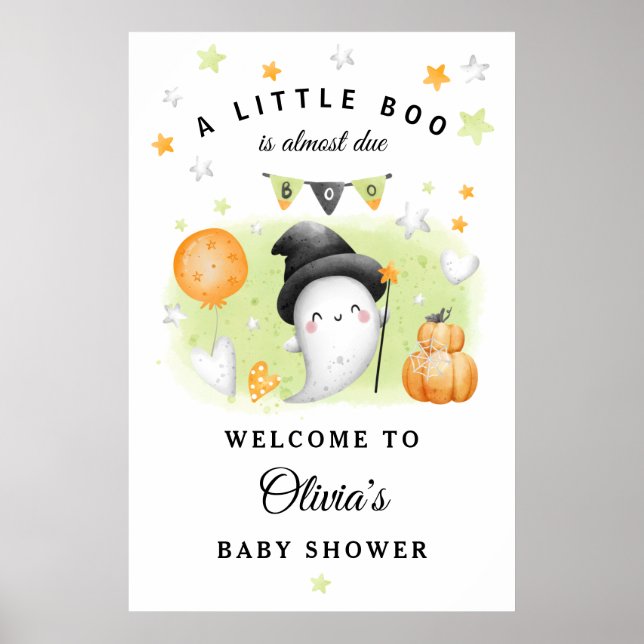 Välkomstskylt för Halloween Little Boo Baby Shower Poster (Framsidan)