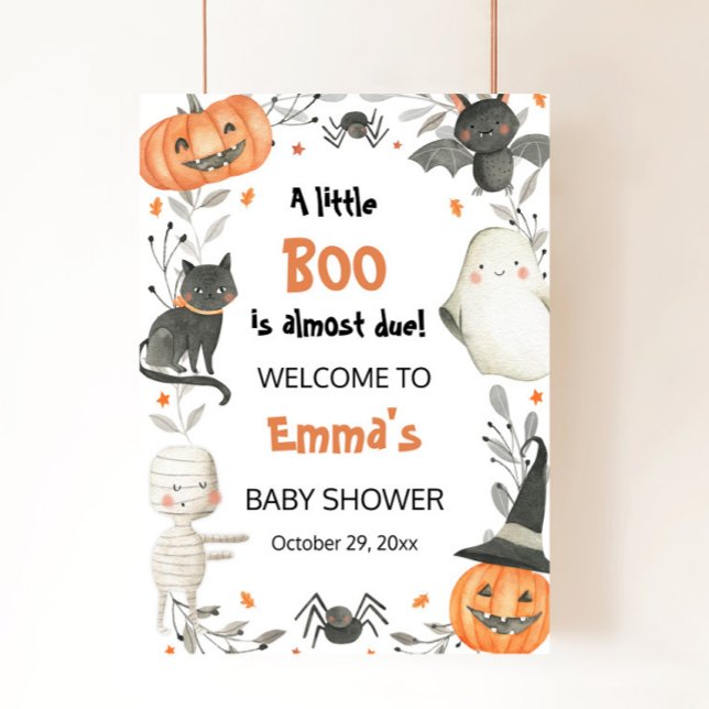 Välkomstskylt för Halloween Little Boo Baby Shower Poster (Skapare uppladdad)