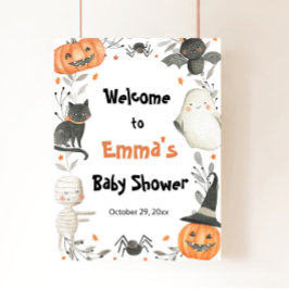 Välkomstskylt för Halloween Little Boo Baby Shower Poster