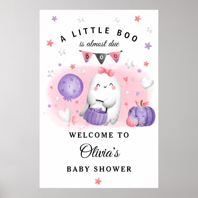 Välkomstskylt för Halloween Little Boo-tjejen Baby Poster (Framsidan)