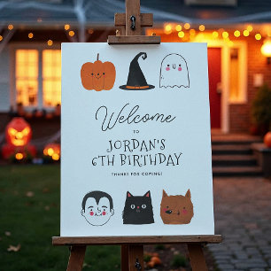 Välkomstskylt för Halloween-vänner Modern Birthday Poster