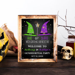 Välkomstskylt för Halloween Witch Gender Reveal Pa Poster