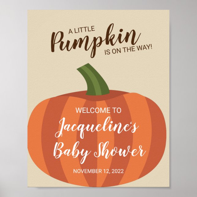 Välkomstskylt för hälsningssignatur för Cute Pumpk Poster (Framsidan)
