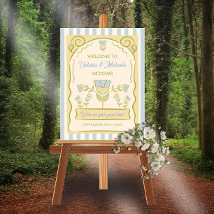 Välkomstskylt för hand plockade-blommor för paket  poster