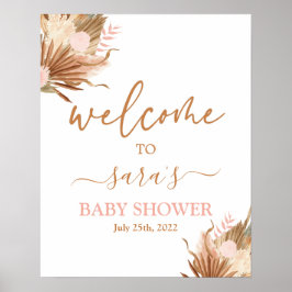 Välkomstskylt för Handflatan Baby Shower på grund  Poster