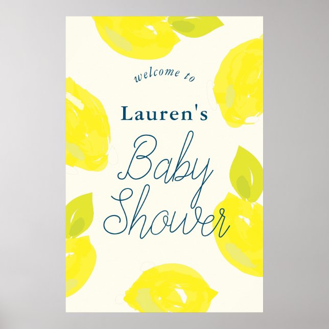 Välkomstskylt för handmålat Lemon Baby Shower Poster (Framsidan)