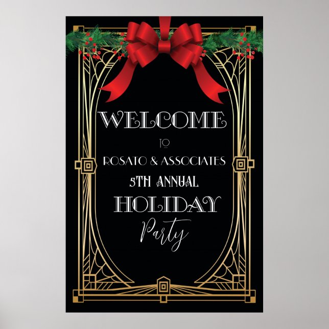 Välkomstskylt för Holiday Art Deco 1920-tal Poster (Framsidan)
