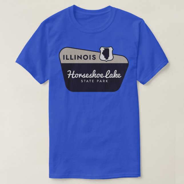 Välkomstskylt för Horseshoe Sjö State Park Illinoi T Shirt (Design framsida)