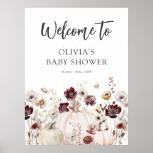 Välkomstskylt för höstens vilda blommor baby showe