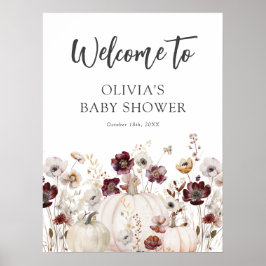 Välkomstskylt för höstens vilda blommor baby showe poster