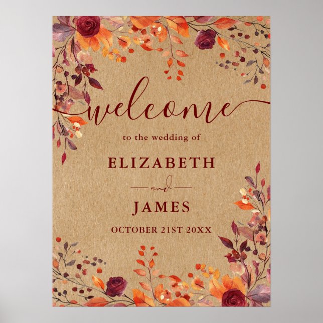 Välkomstskylt för höstfälle för höstfälle för höst poster (Framsidan)