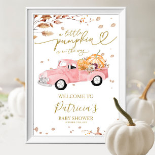 Välkomstskylt för hösttema-baby shower för flicka poster