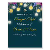 Välkomstskylt för indisk bröllops Sangeet-natt