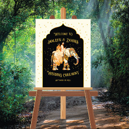 Välkomstskylt för indiska Bride Groom Elephant Brö Poster