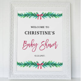 Välkomstskylt för julbabyskor Poster