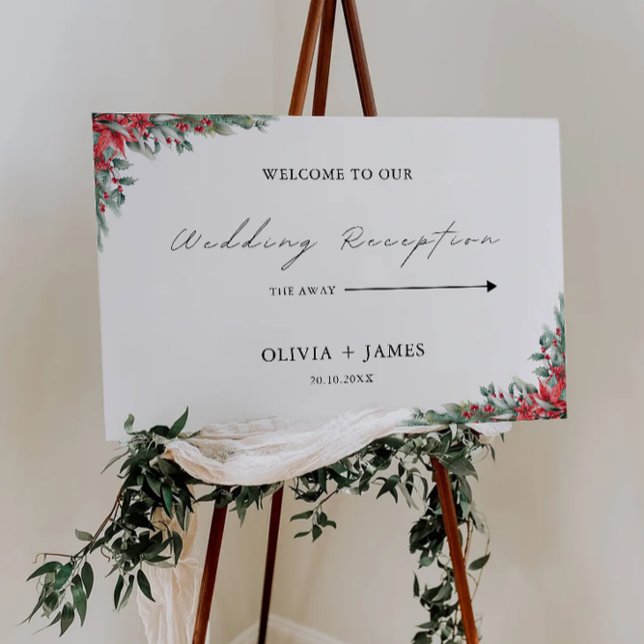 Välkomstskylt för julbröllop poster (Christmas Wedding Reception Welcome Sign)