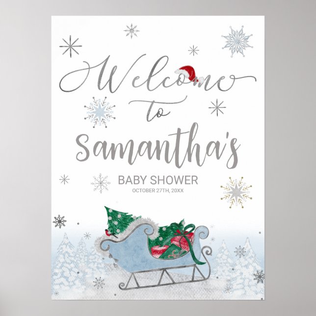 Välkomstskylt för juljusknappen i Santa Baby Poster (Framsidan)