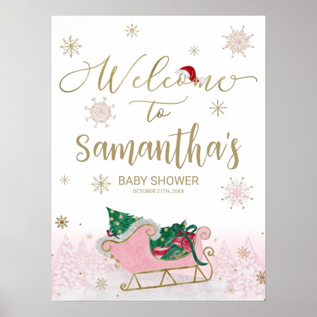 Välkomstskylt för juljusknappen i Santa Baby Poster (Framsidan)