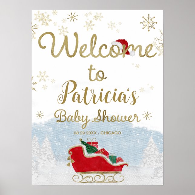 Välkomstskylt för juljusknappen i Santa Baby Poster (Framsidan)