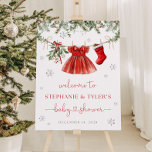 Välkomstskylt för juljusknappen i Santa Baby Poster<br><div class="desc">Tomten Baby - Välkomstskylt för flickjulfesten</div>