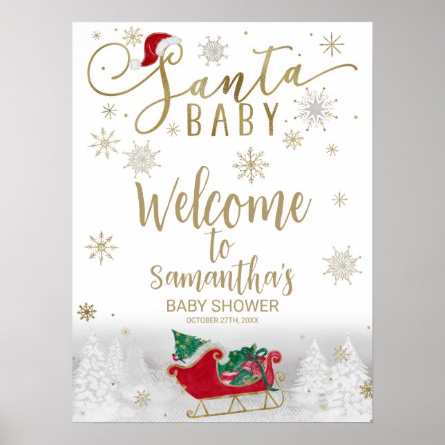 Välkomstskylt för juljusknappen i Santa Baby Poster (Framsidan)