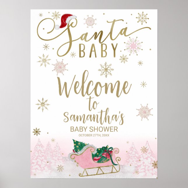 Välkomstskylt för juljusknappen i Santa Baby Poster (Framsidan)