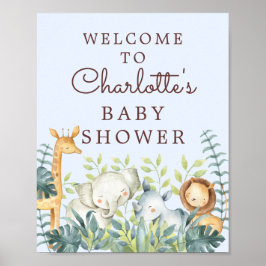 Välkomstskylt för jungle Animals Boys Baby Shower Poster