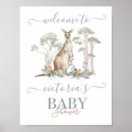 Välkomstskylt för Kangaroo och Joey Baby Shower Poster