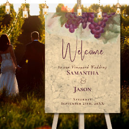 Välkomstskylt för lantlig elegant vinlandshochzeit poster