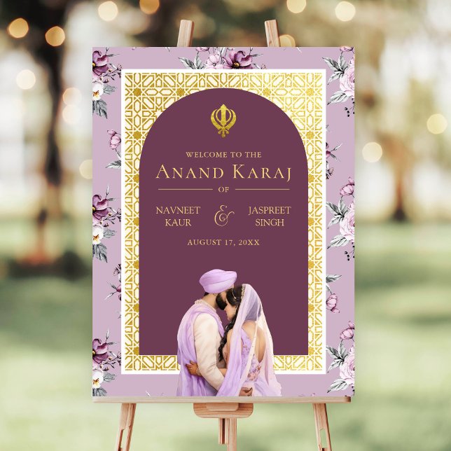 Välkomstskylt för Lavender Blommigt Anand Karaj Br Poster (Skapare uppladdad)