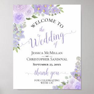 Välkomstskylt för Lavender Lila Blommigt Rustic Br Poster