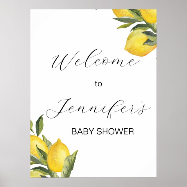 Välkomstskylt för Lemon Baby Shower Poster (Framsidan)