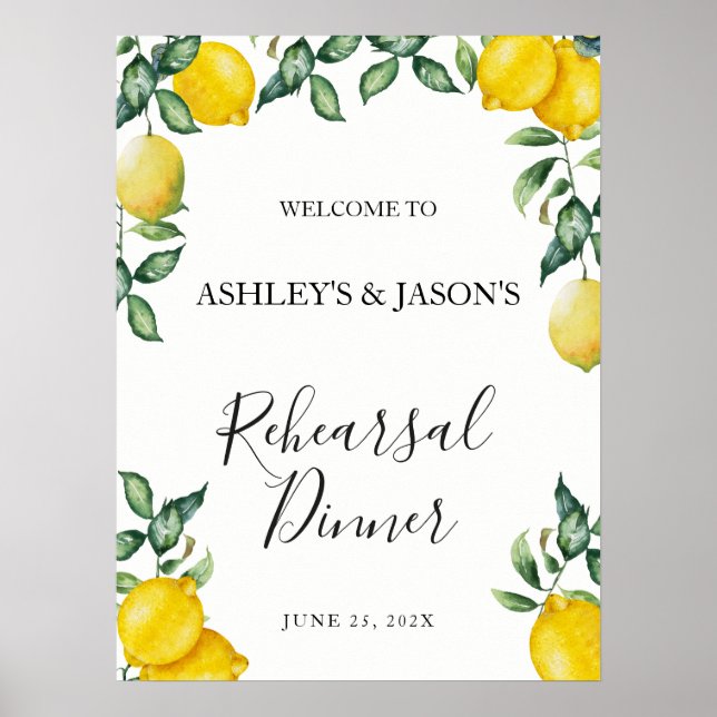 Välkomstskylt för Lemon Rehearsal Dinner Poster (Framsidan)