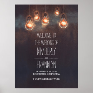 Välkomstskylt för Light Lökar Strings Bröllop Poster