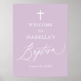 Välkomstskylt för lila White Kor Girl Baptism Poster