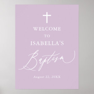 Välkomstskylt för lila White Kor Girl Baptism Poster