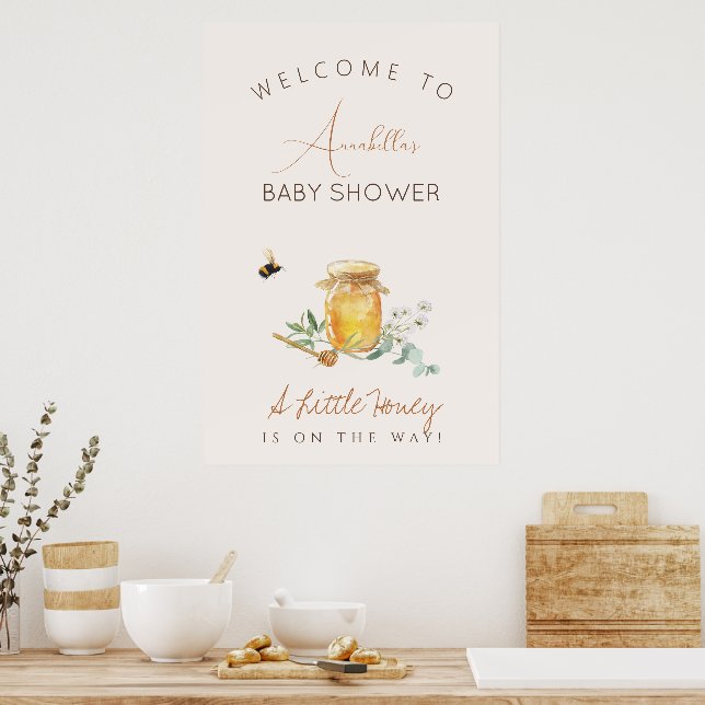 Välkomstskylt för lilla honungen Baby Shower Poster (Kök)