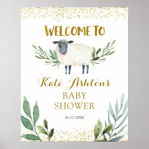 Välkomstskylt för lilla Lamb Greenery Poster