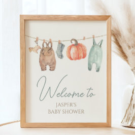 Välkomstskylt för lilla Pumpkin Fall Clothes Boy B Poster