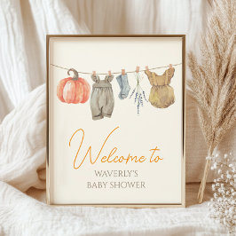 Välkomstskylt för lilla Pumpkin Fall Clothes Girl  Poster