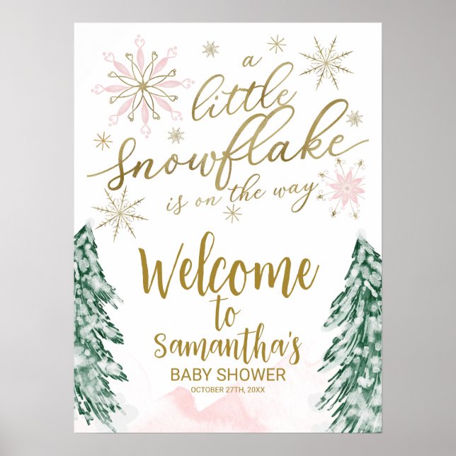 Välkomstskylt för liten snöflingslampa poster (Framsidan)