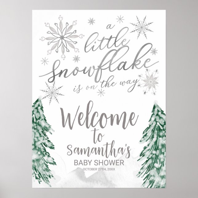 Välkomstskylt för liten snöflingslampa poster (Framsidan)
