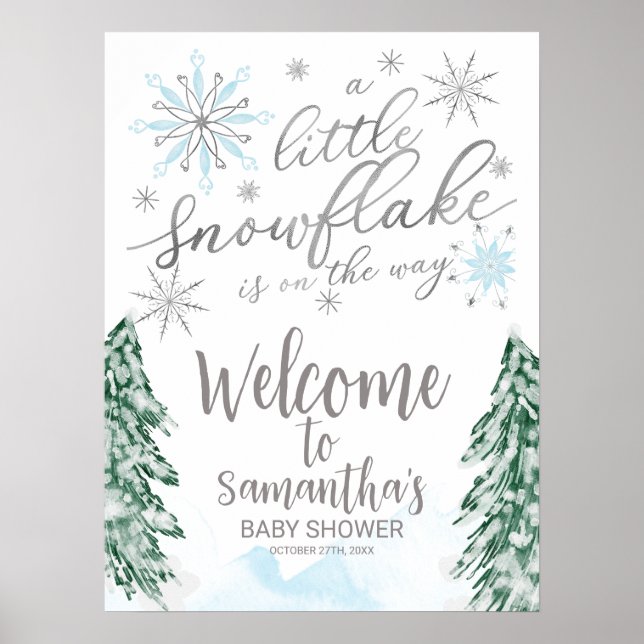 Välkomstskylt för liten snöflingslampa poster (Framsidan)