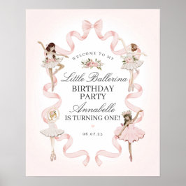 Välkomstskylt för Little Ballerina Rosa Födelsedag Poster