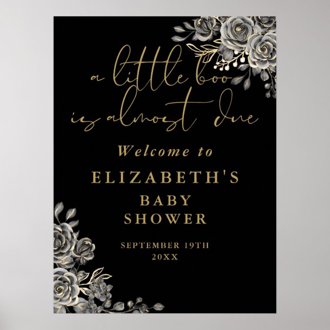 Välkomstskylt för Little Boo Gothic Baby Shower Poster (Framsidan)
