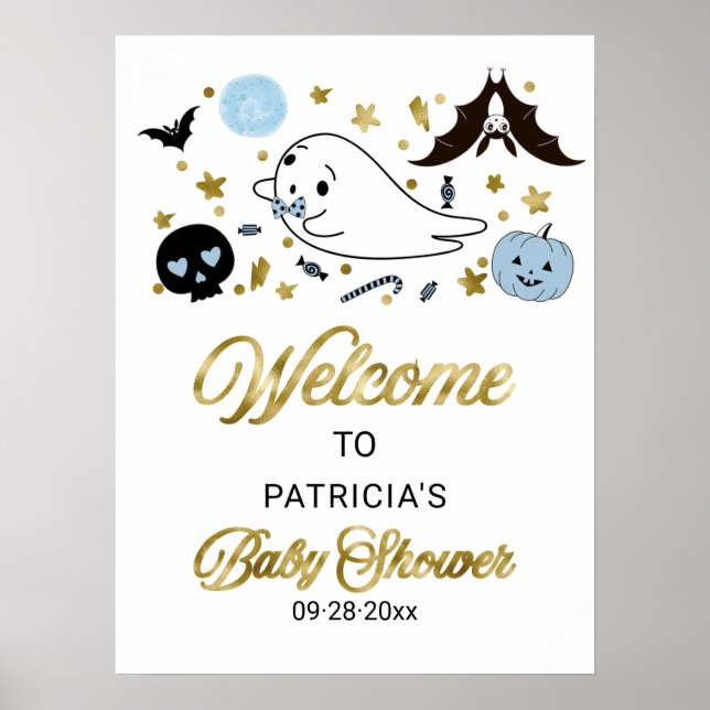Välkomstskylt för Little Boo Halloween Baby Shower Poster (Framsidan)