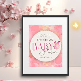 Välkomstskylt för Little Butterfly Baby Shower Poster