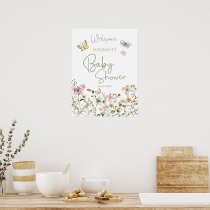 Välkomstskylt för Little Butterfly Girl Baby Showe Poster